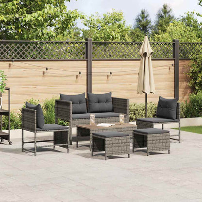 Garten Sofa Set 6 Stück Poly Rattan Wetterfest UV-beständig Lounge - Hobbyfy