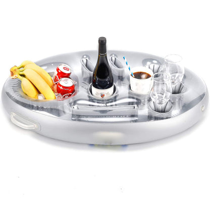 Aufblasbarer PVC Getränkehalter Sitz Mit Obstunterlage Und Handyfach Für Pool Badewanne Und Events - Hobbyfy