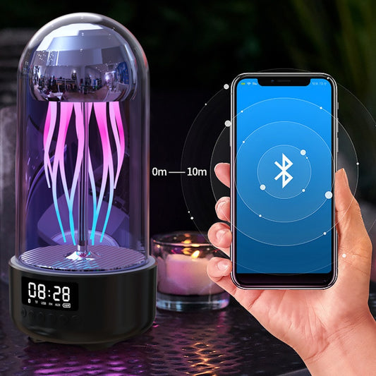Kreative 3in1 Bunte Qualle Lampe Uhr Bluetooth Lautsprecher Tragbar