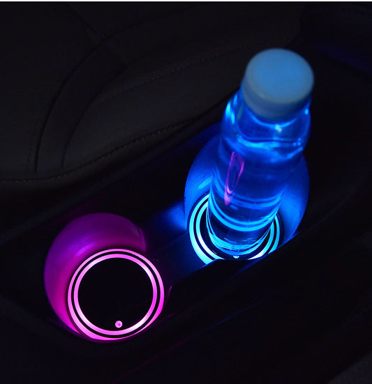 Bunter LED Untersetzer Auto Becherhalter Ambientebeleuchtung Solar USB - Hobbyfy