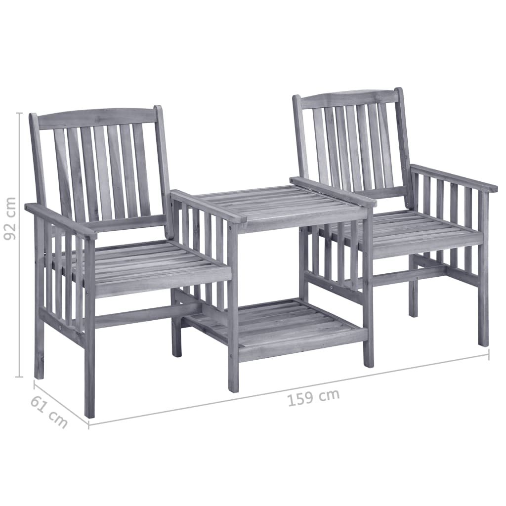 Gartenstuhl Set Akazienholz Mit Teetablett In Grau - Hobbyfy