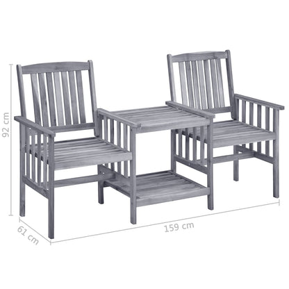 Gartenstuhl Set Akazienholz Mit Teetablett In Grau - Hobbyfy