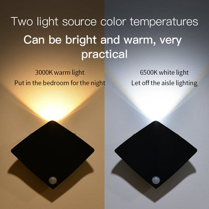 LuminaHaus Intelligente Sensorwandlampe USB Aufladbare Nachtbeleuchtung Mit Bewegungsmelder Und Zwei Lichtquellen - Hobbyfy