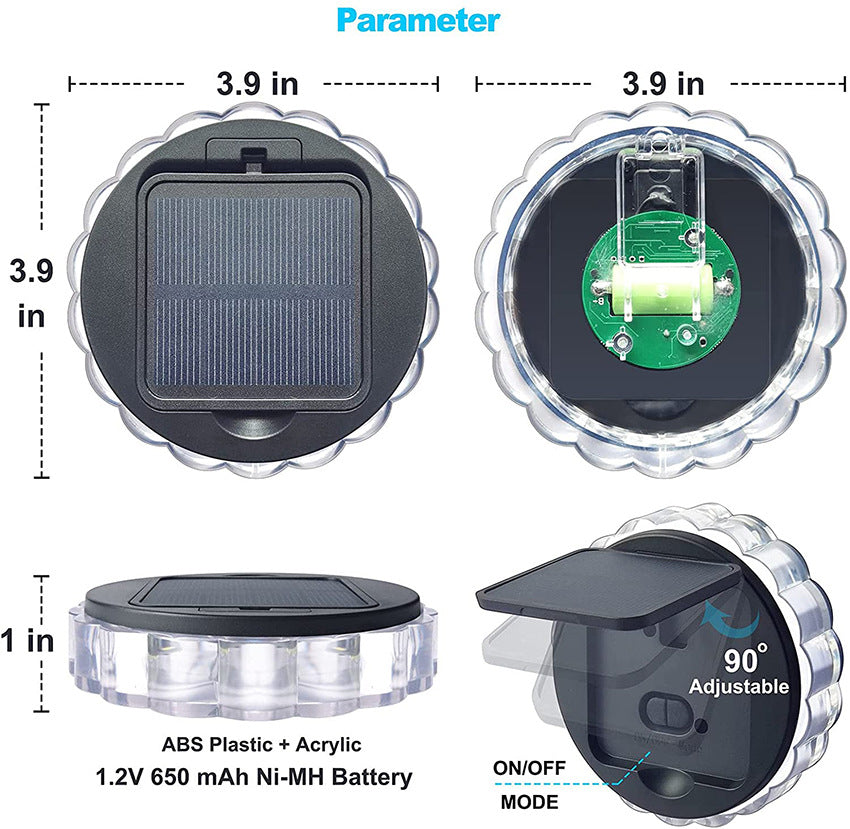 Rundes Solar Wandlicht Gartenzaun Beleuchtung LED Kabellos - Hobbyfy