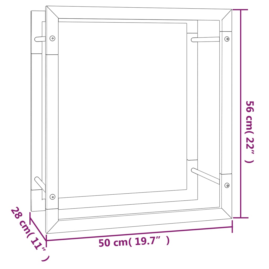 Feuerholz Regal Matte Schwarz 50x Robuster Stahlrahmen Großzügige Kapazität - Hobbyfy