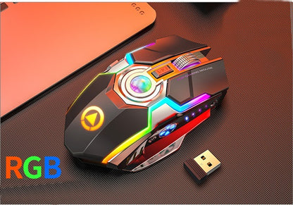 NovaTech Kabellose RGB Gaming Maus Leise Klicks Wiederaufladbar