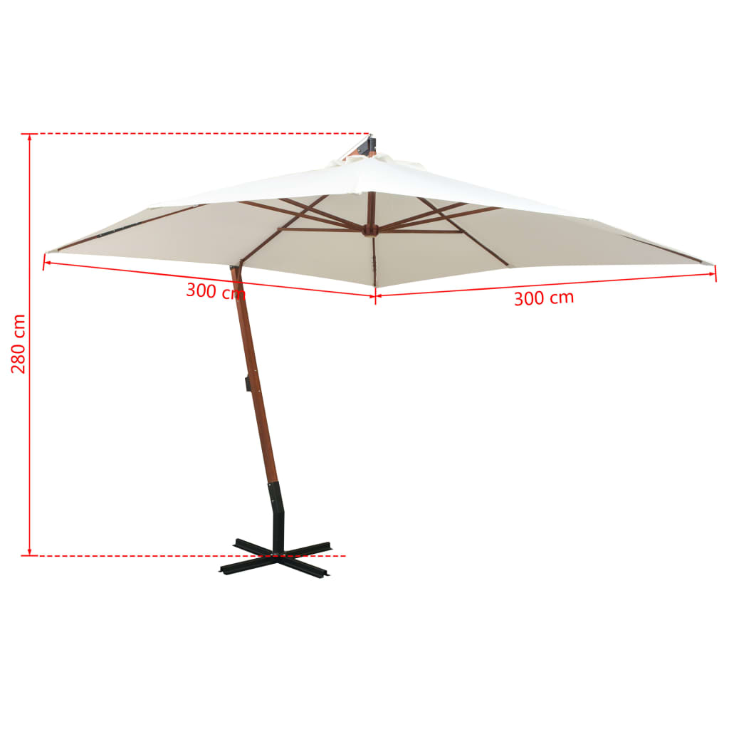 Cantilever Sonnenschirm Holzstange 3x3m Wasserdicht Dach 300x300 - Hobbyfy