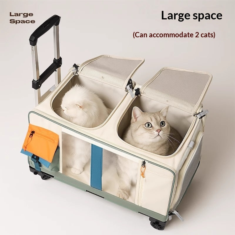 PetVoyage Großes Volumen Rollende Transporttasche Grün Langem Griff