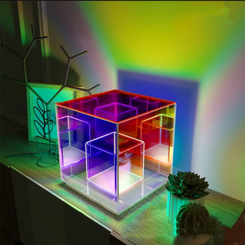 LumenArt Acryl-Lichtwürfel LED Farbwechsel Tischlampe 24x22x22 cm - Hobbyfy