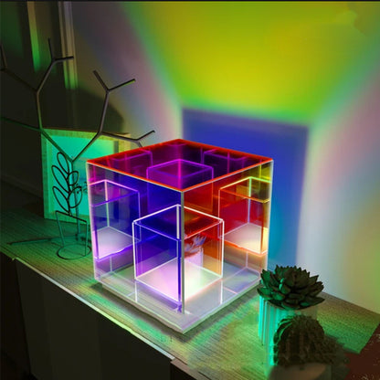 LumenArt Acryl-Lichtwürfel LED Farbwechsel Tischlampe 24x22x22 cm - Hobbyfy