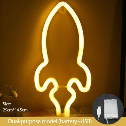 LED Raketen Neonlicht Rotes Netz Dekorationsleuchte - Hobbyfy