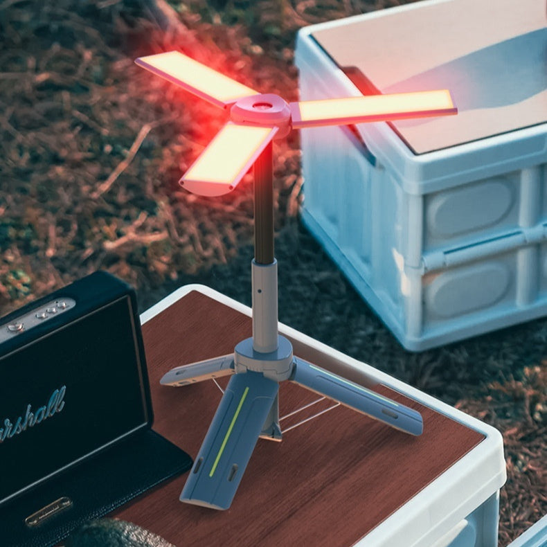Wiederaufladbare Campinglampe Mit Dreiflügeliger Halterung - Hobbyfy