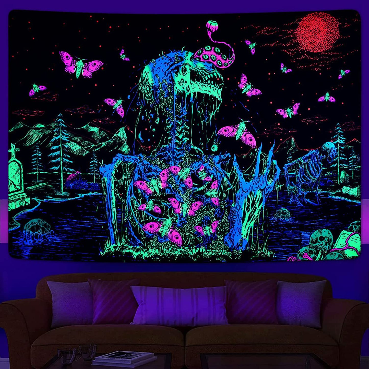 Violettes Licht Wanddeko Tuch Polyesterfaser Premium Raumdekoration - Hobbyfy