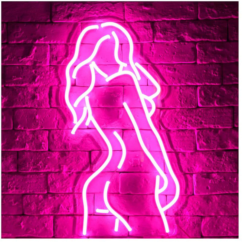 LichtKunst Lumina Neon Frauensilhouette Acryl Pink Stimmungslicht