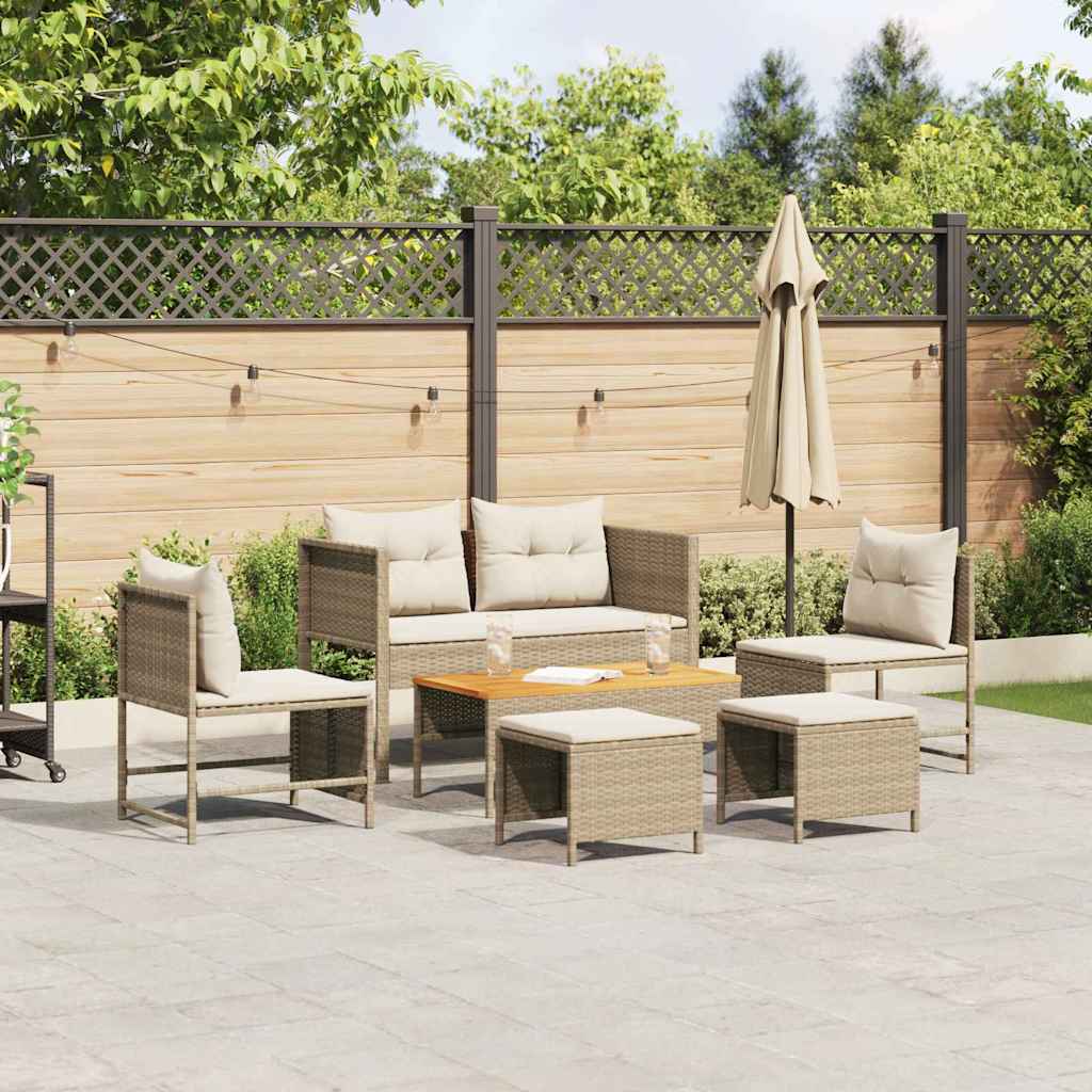 Garten Sofa Set 6 Stück Poly Rattan Wetterfest UV-beständig Lounge - Hobbyfy