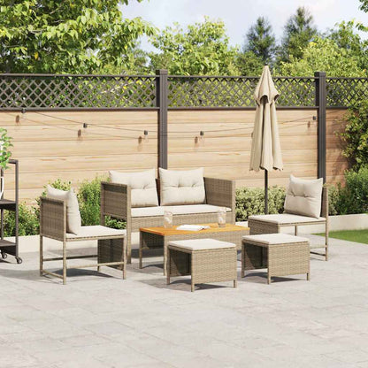 Garten Sofa Set 6 Stück Poly Rattan Wetterfest UV-beständig Lounge - Hobbyfy