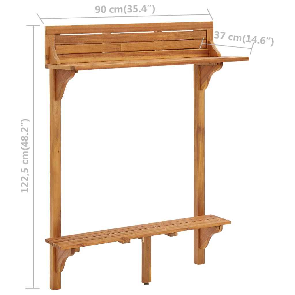 Balkon Stehtisch Aus Akazienholz 90x37x122,5 Zentimeter Wetterfest - Hobbyfy