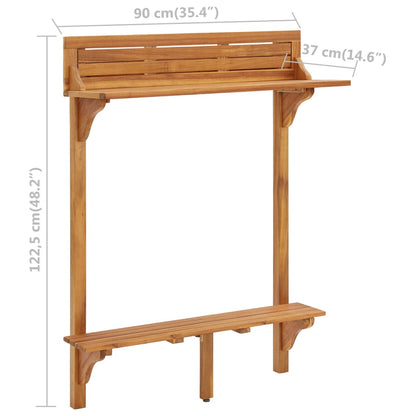 Balkon Stehtisch Aus Akazienholz 90x37x122,5 Zentimeter Wetterfest - Hobbyfy
