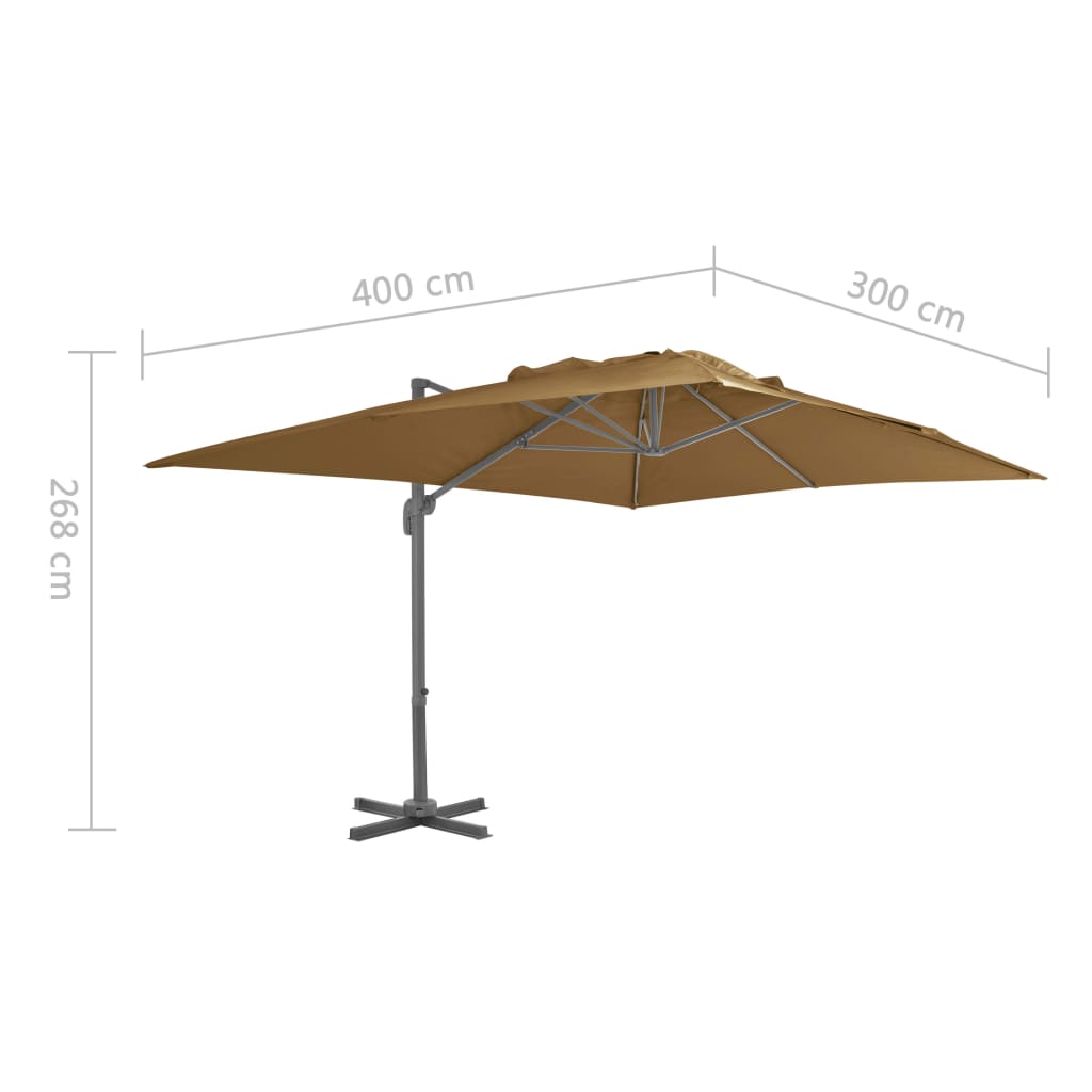 Kantilever-Schirm Mit Aluminium Mast Großzügiger Schatten 400x300 cm - Hobbyfy