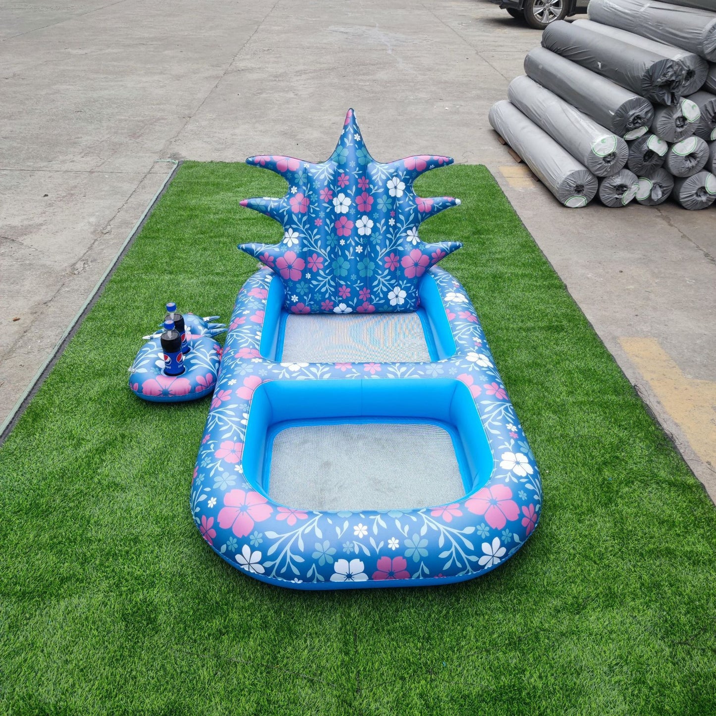 AquaJoy Ananas Luftmatratze Pool Lounge Mit Kopfstütze Getränkehalter - Hobbyfy