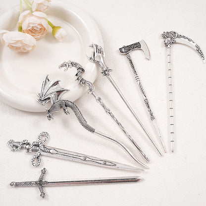 Omahawk Haarspange Geometrische Silhouette Sichel Retro Steampunk - Hobbyfy