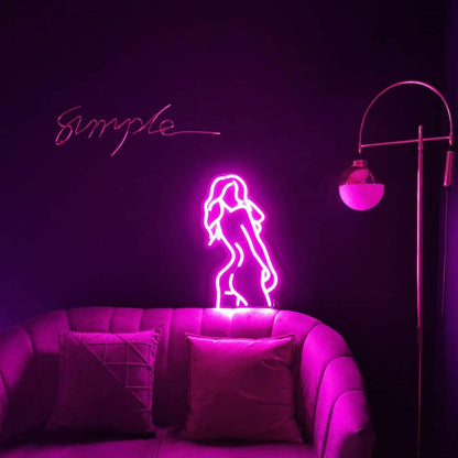 LichtKunst Lumina Neon Frauensilhouette Acryl Pink Stimmungslicht