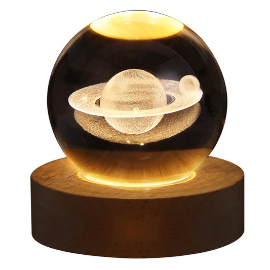 SternenGlanz Kristallkugel Nachtlicht Planetenprojektion 3D Raumlicht - Hobbyfy