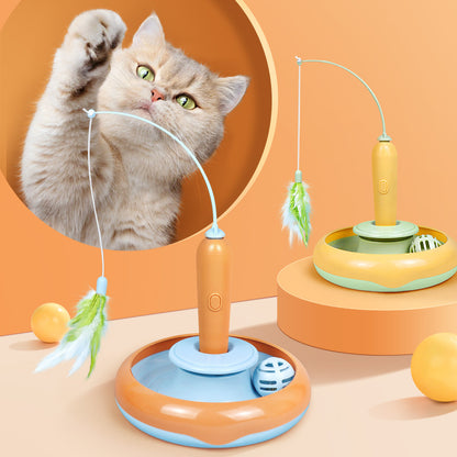 2in1 Spielturntable Mit Feder Selbstständige Katzen - Hobbyfy