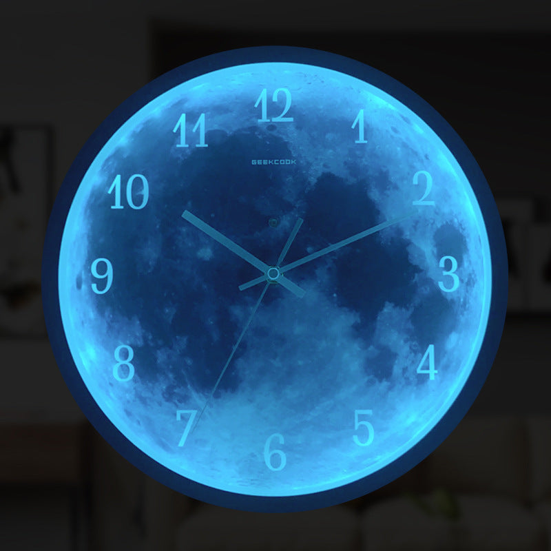 Leuchtende 12-Zoll Wanduhr Blauer Mond Mit Sprachsteuerung - Hobbyfy