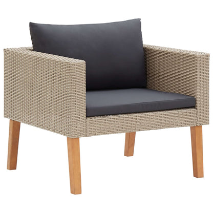 3 Teiliges Garten Lounge Set Aus PE Rattan Mit Dicken Kissen - Hobbyfy
