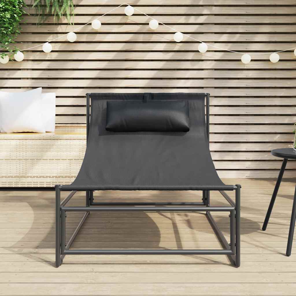 Garden Lounger Anthracite Ergonomische Textilene Liege - Hobbyfy