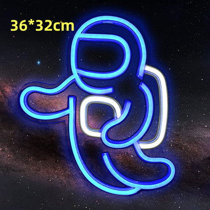 LED Neon Leuchte Wand Spaceman Planet Motiv Innen & Außen - Hobbyfy