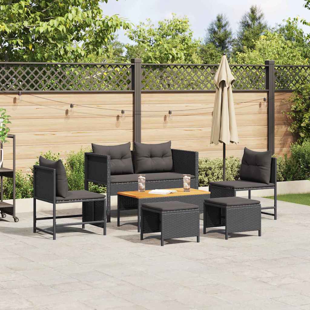 Garten Sofa Set 6 Stück Poly Rattan Wetterfest UV-beständig Lounge - Hobbyfy