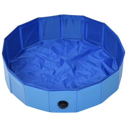 VitalPaws Faltbarer PVC Hundenpool Blau Mit Rutschfester Oberfläche