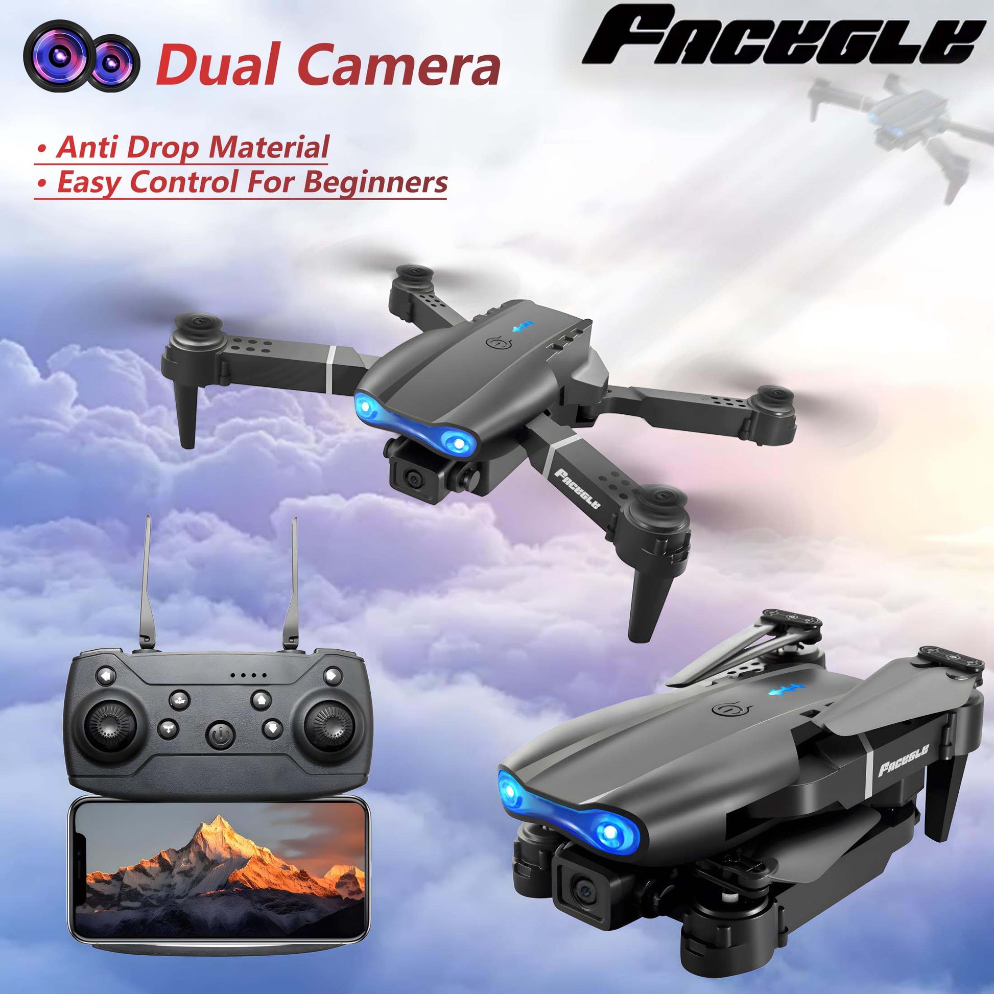 E99 Drohne Mit Dual Kamera HD Fernsteuerung - Hobbyfy