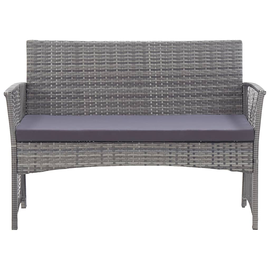 4-Teiliges Gartenlounge-Set Mit Auflagen Aus Poly-Rattan Anthrazit - Hobbyfy