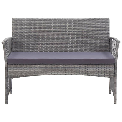 4-Teiliges Gartenlounge-Set Mit Auflagen Aus Poly-Rattan Anthrazit - Hobbyfy