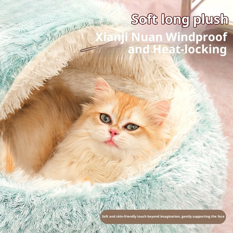 Katzennest Mit Semikuppel Warm Ganzjährig Plüsch Kuschelig Weich - Hobbyfy