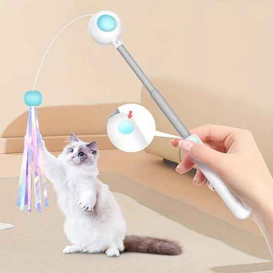 PawGenius Katzen Teaser Stab Mit Austauschkopf Federwedel - Hobbyfy