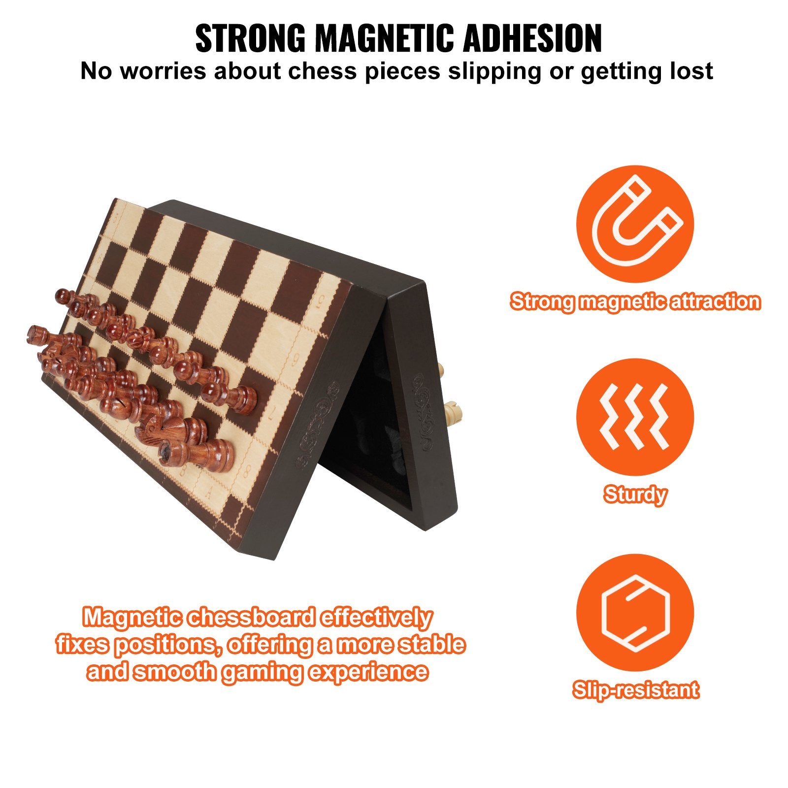 Magnetisches Schachspiel Aus Holz Klappbar 29x29 cm Mit Magnetfiguren - Hobbyfy