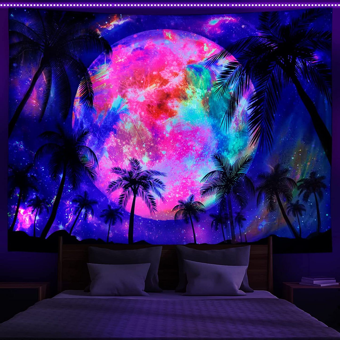 Violettes Licht Wanddeko Tuch Polyesterfaser Premium Raumdekoration - Hobbyfy