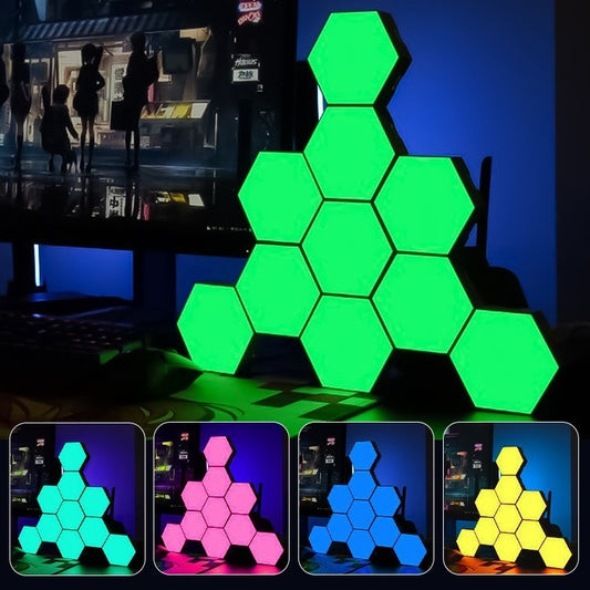 Hexagonale Smart RGB Atemlicht Soundaktiviert Wohnzimmer