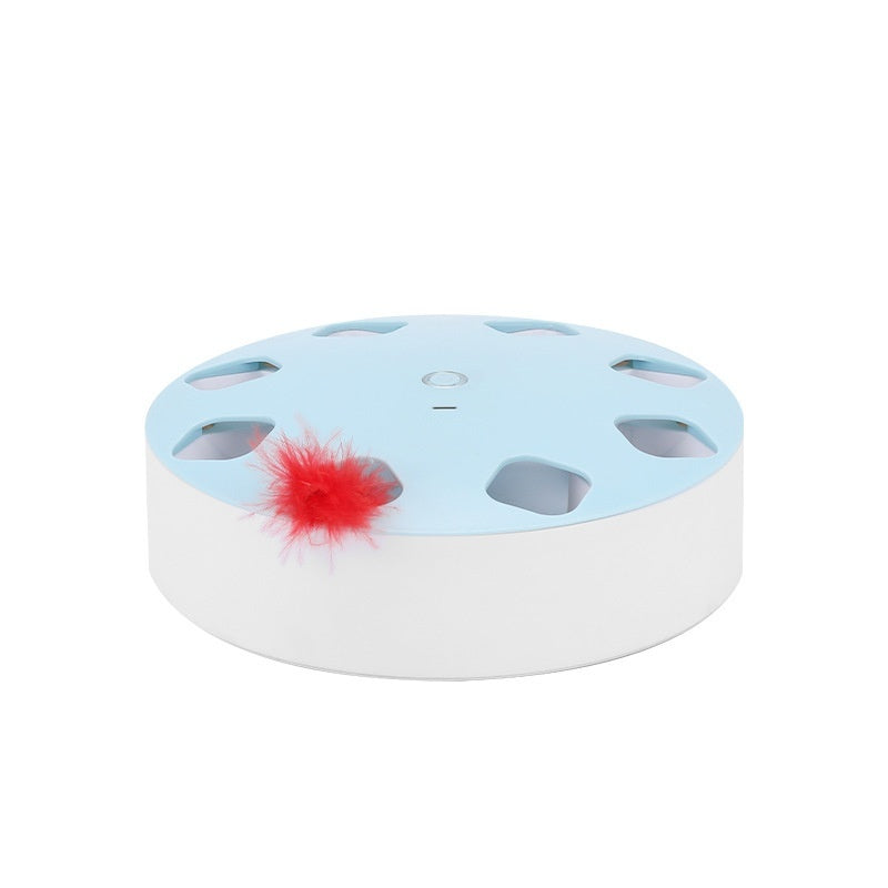 PurrTech Katzen Teaser Spielzeug Rotierender Feder Blau Weiß - Hobbyfy