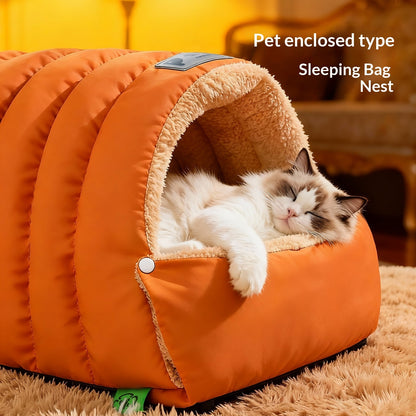 Kuschelig Geschlossener Schlafsack Katzenbett Für Winterwärme - Hobbyfy