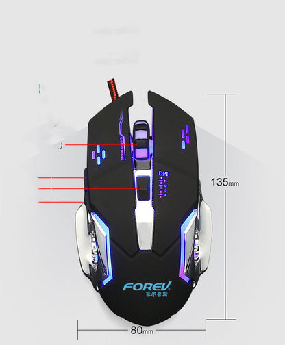 FV-502 Mechanische Kabelgebundene Gaming-Maus Mit RGB 30 Mio Klicks - Hobbyfy