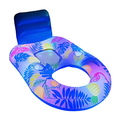Leuchtendes Aufblasbares Pool Bett Mit Licht Und Rückenlehne Für Entspannung Am Wasser 140 90 65 Cm - Hobbyfy