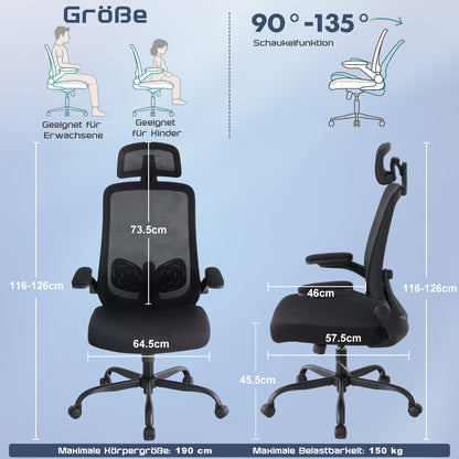 Netzstuhl Pro Ergonomischer Halt Mit Atmungsaktivem Netzrückenlehne - Hobbyfy