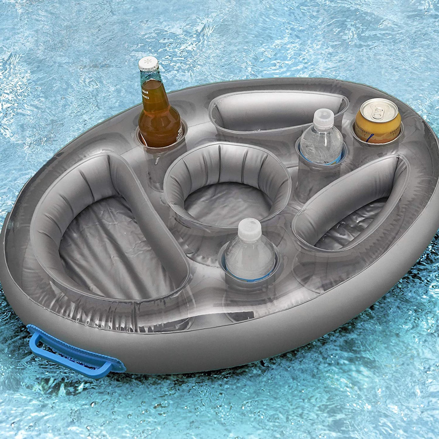 Aufblasbarer PVC Getränkehalter Sitz Mit Obstunterlage Und Handyfach Für Pool Badewanne Und Events - Hobbyfy
