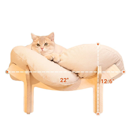Katzenbett Ganzjahres Massivholz Mit Rundliege Und Weicher Liegefläche - Hobbyfy