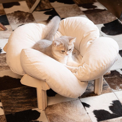 Katzenbett Ganzjahres Massivholz Mit Rundliege Und Weicher Liegefläche - Hobbyfy